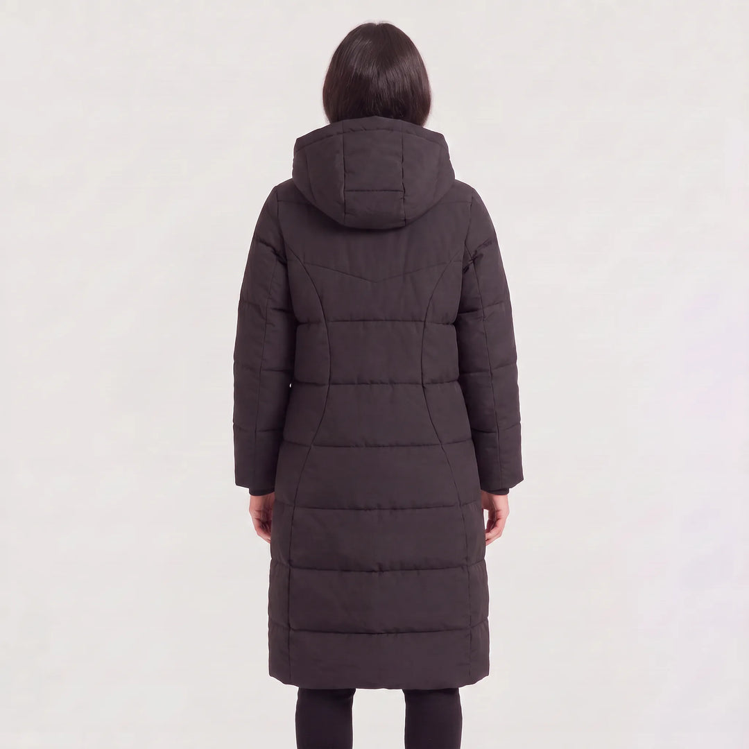 Manteau long zippé à capuche