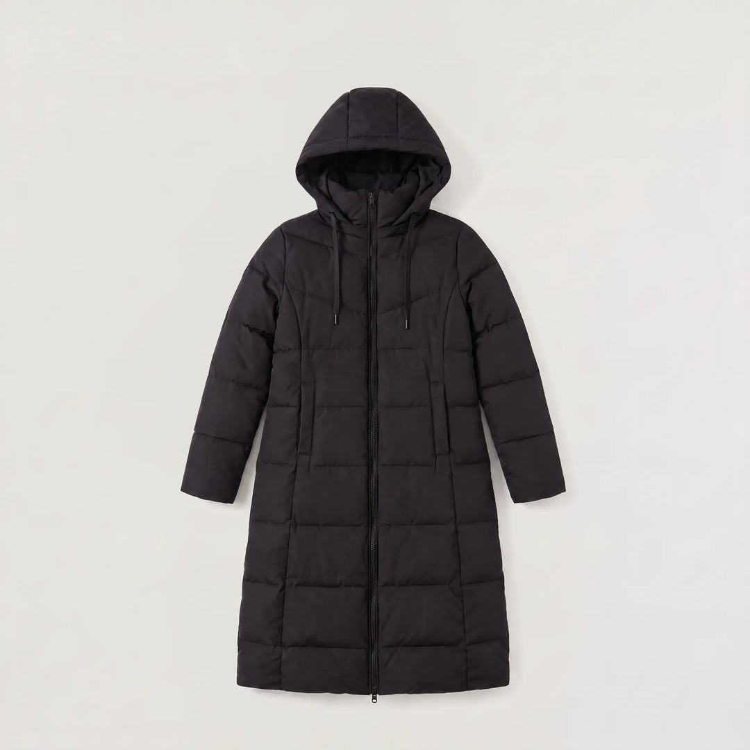 Manteau long zippé à capuche