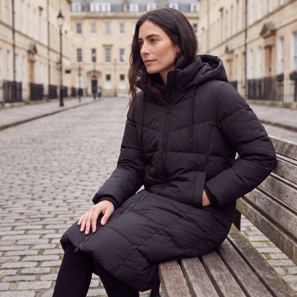 Manteau long zippé à capuche