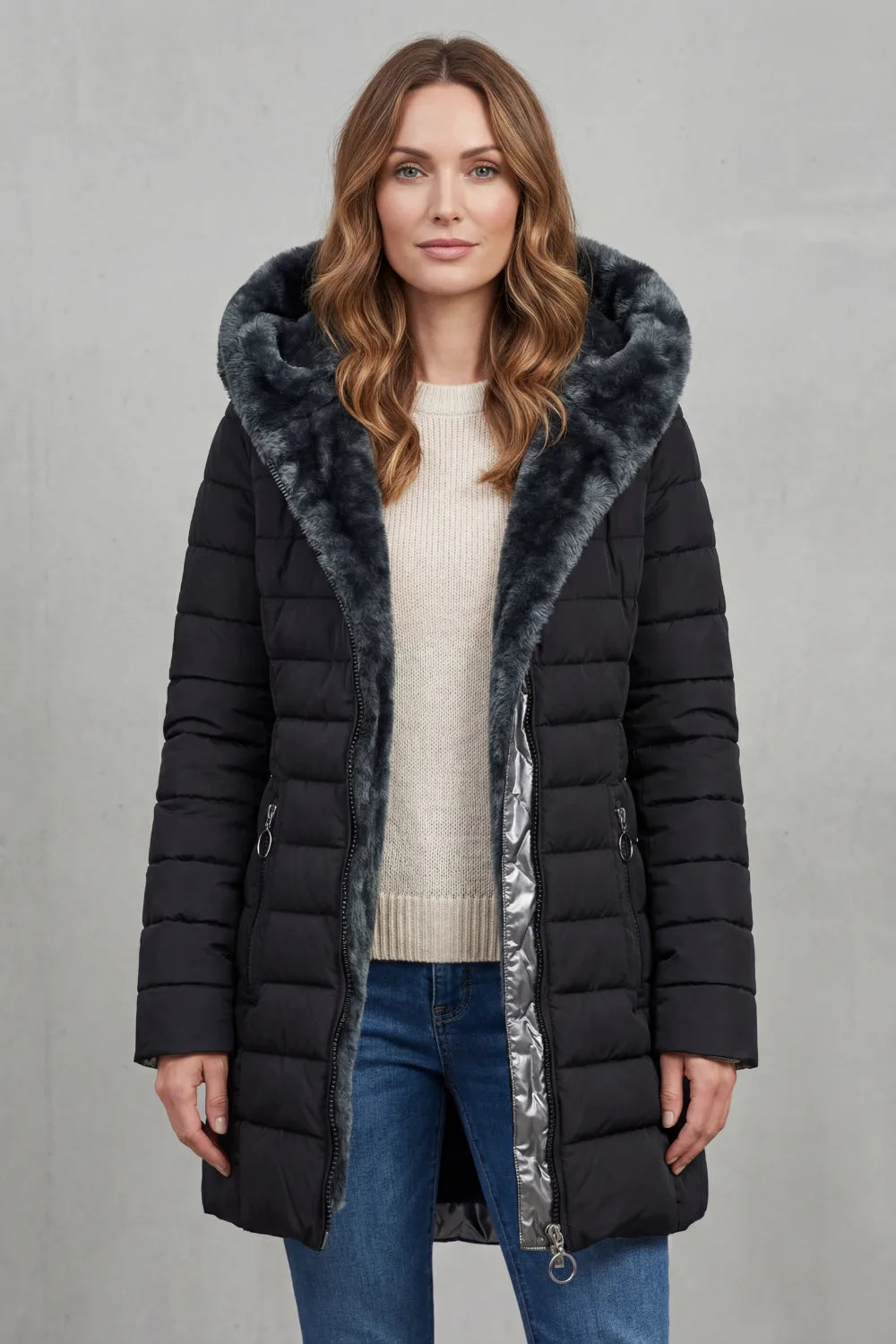 Manteau Matelassé à Capuche Douce
