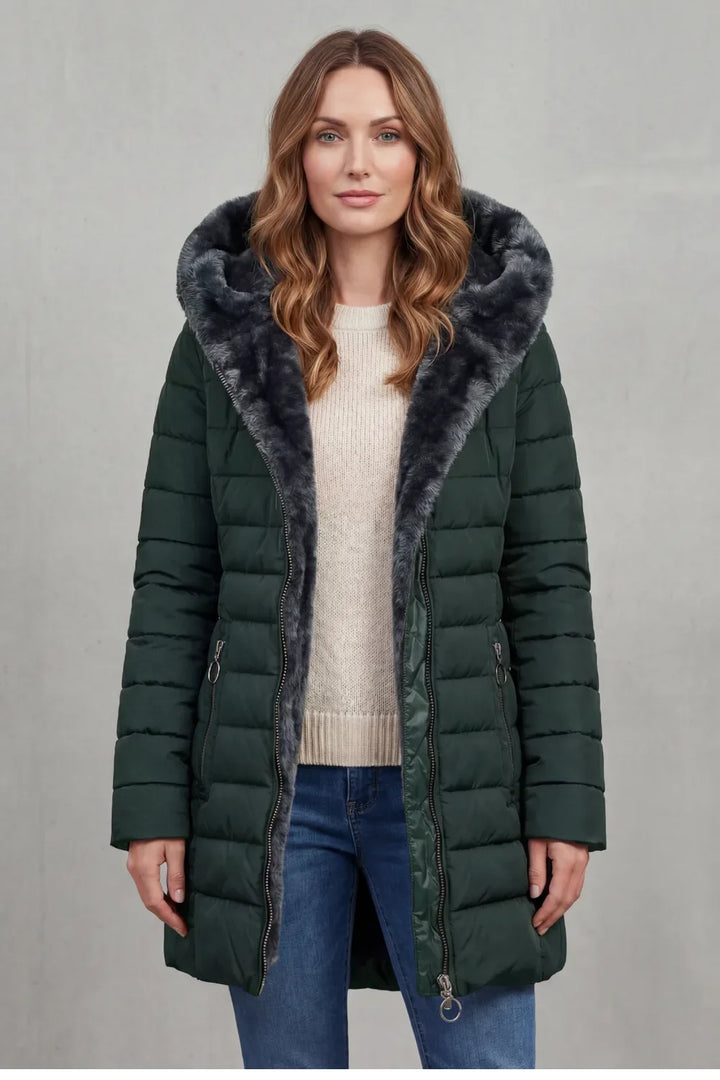Manteau Matelassé à Capuche Douce