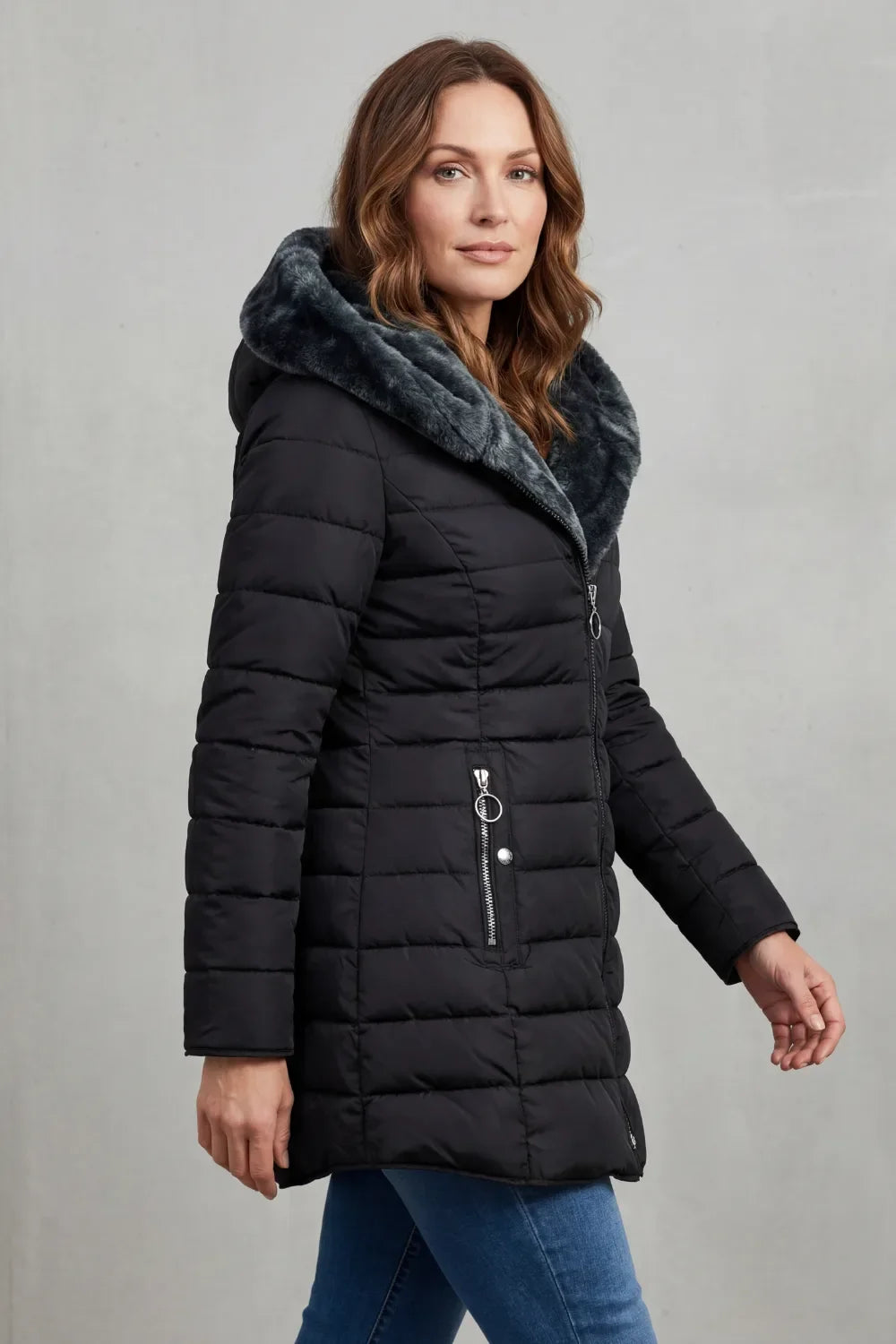 Manteau Matelassé à Capuche Douce