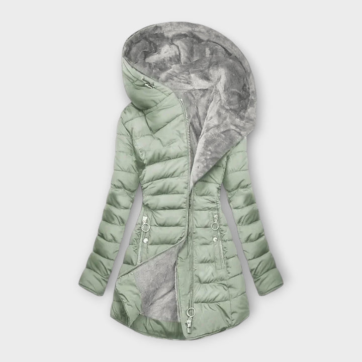 Manteau matelassé à capuche – Vert Clair