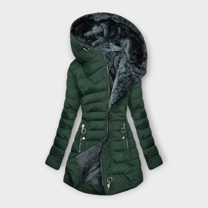 Manteau matelassé à capuche – Vert Foncé