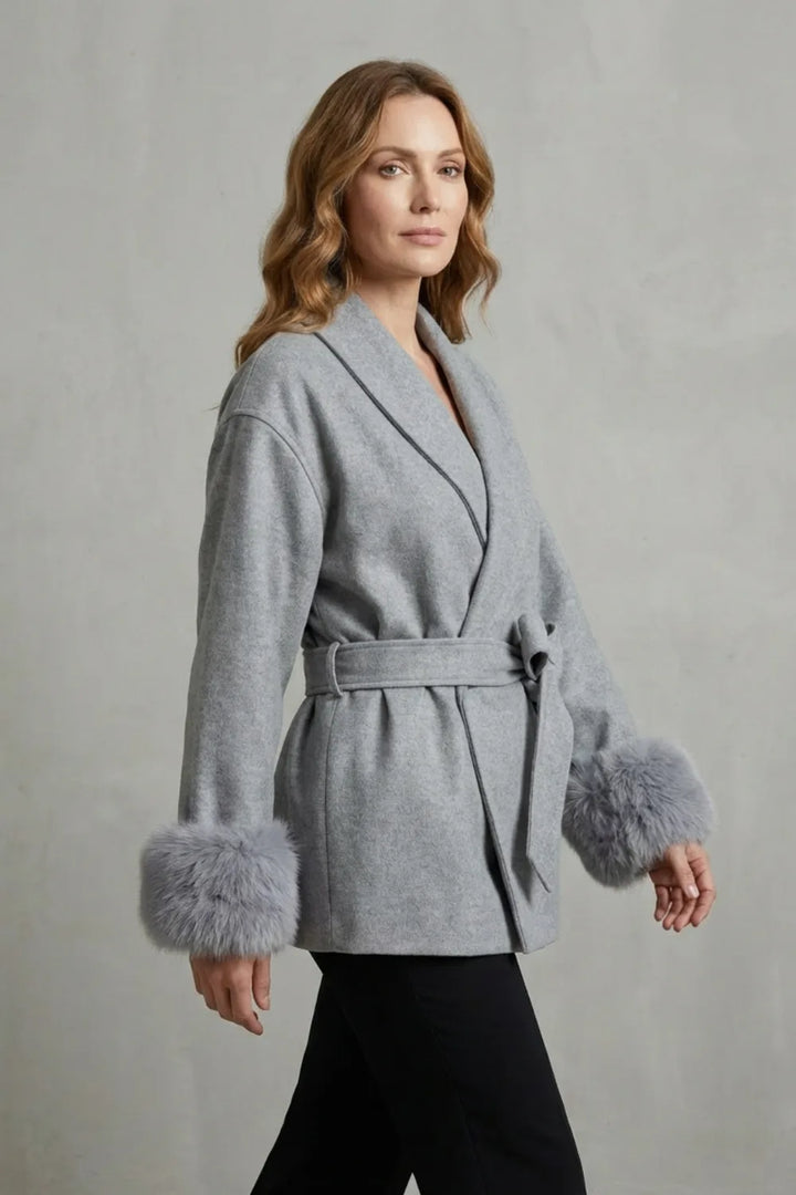 Manteau Portefeuille à Poignets Duveteux
