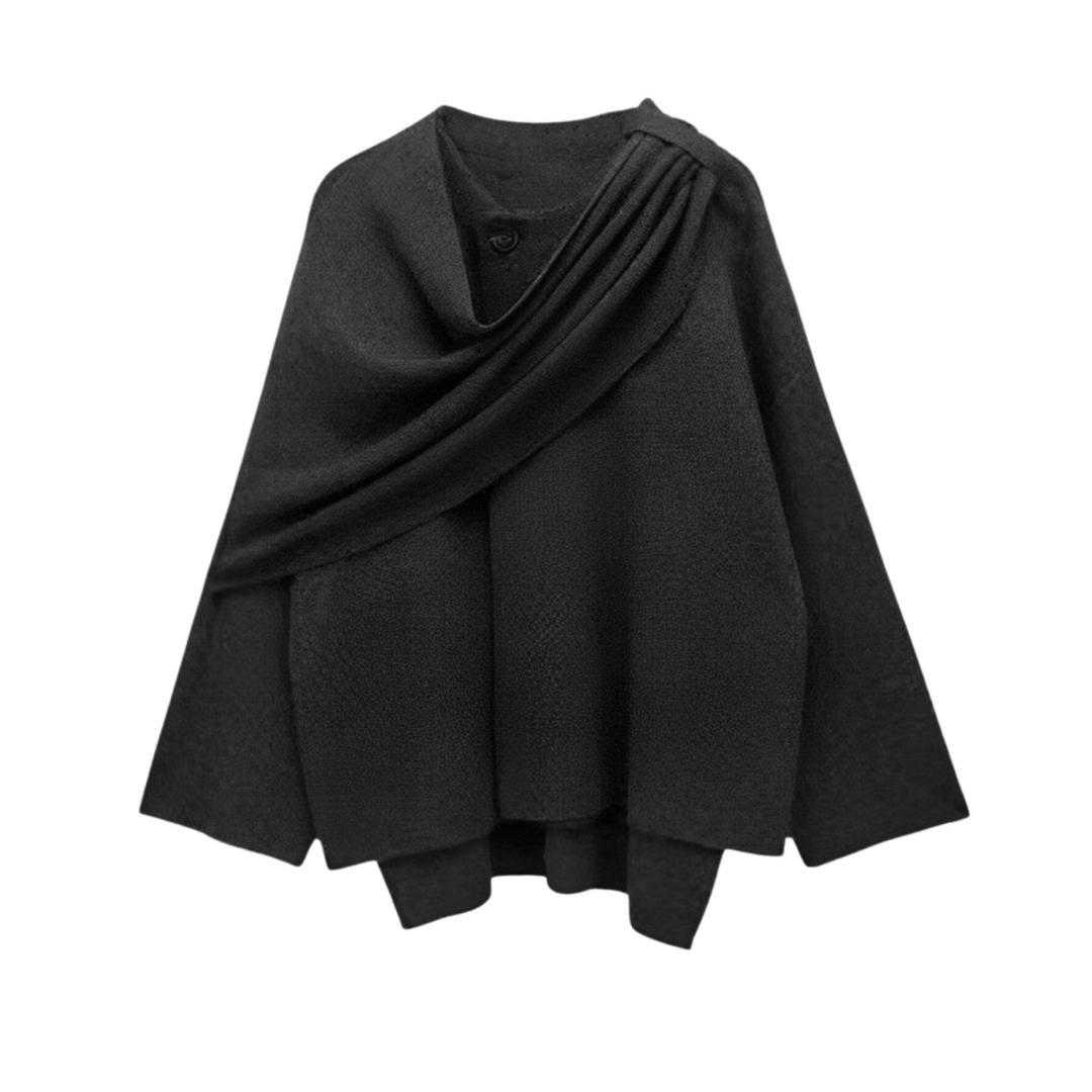 Manteau style cape élégant – Gris Foncé