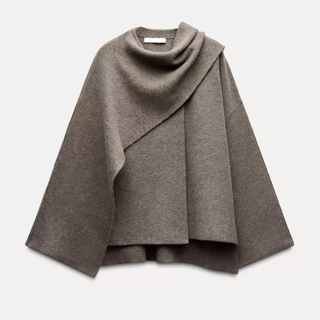 Manteau style cape élégant – Marron