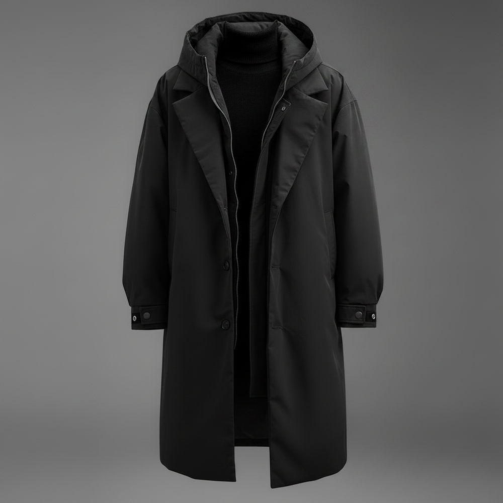 Manteau Urbain à Capuche Amovible – Noir