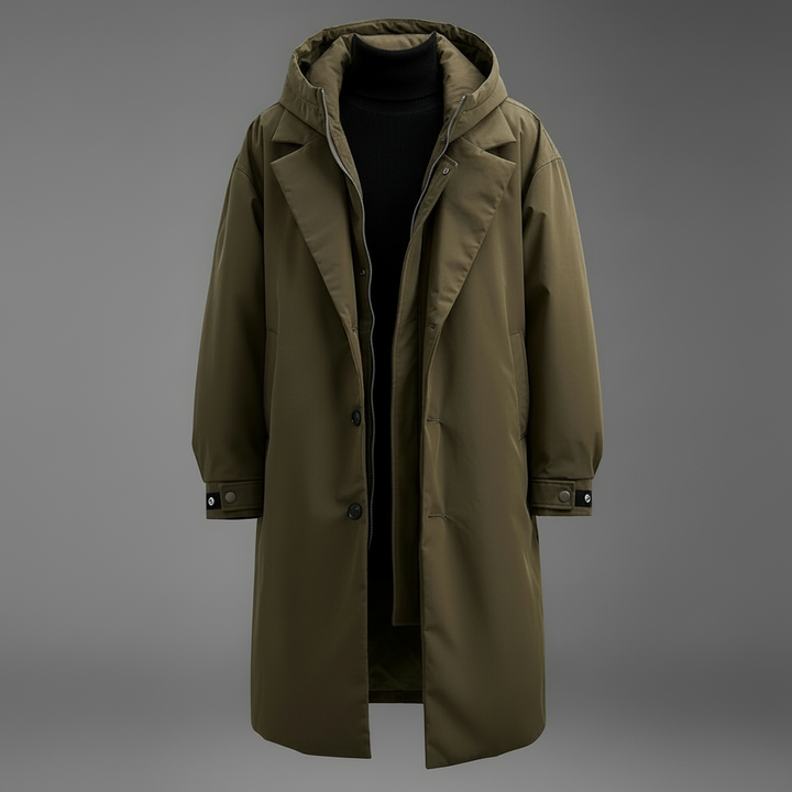 Manteau Urbain à Capuche Amovible – Vert Militaire