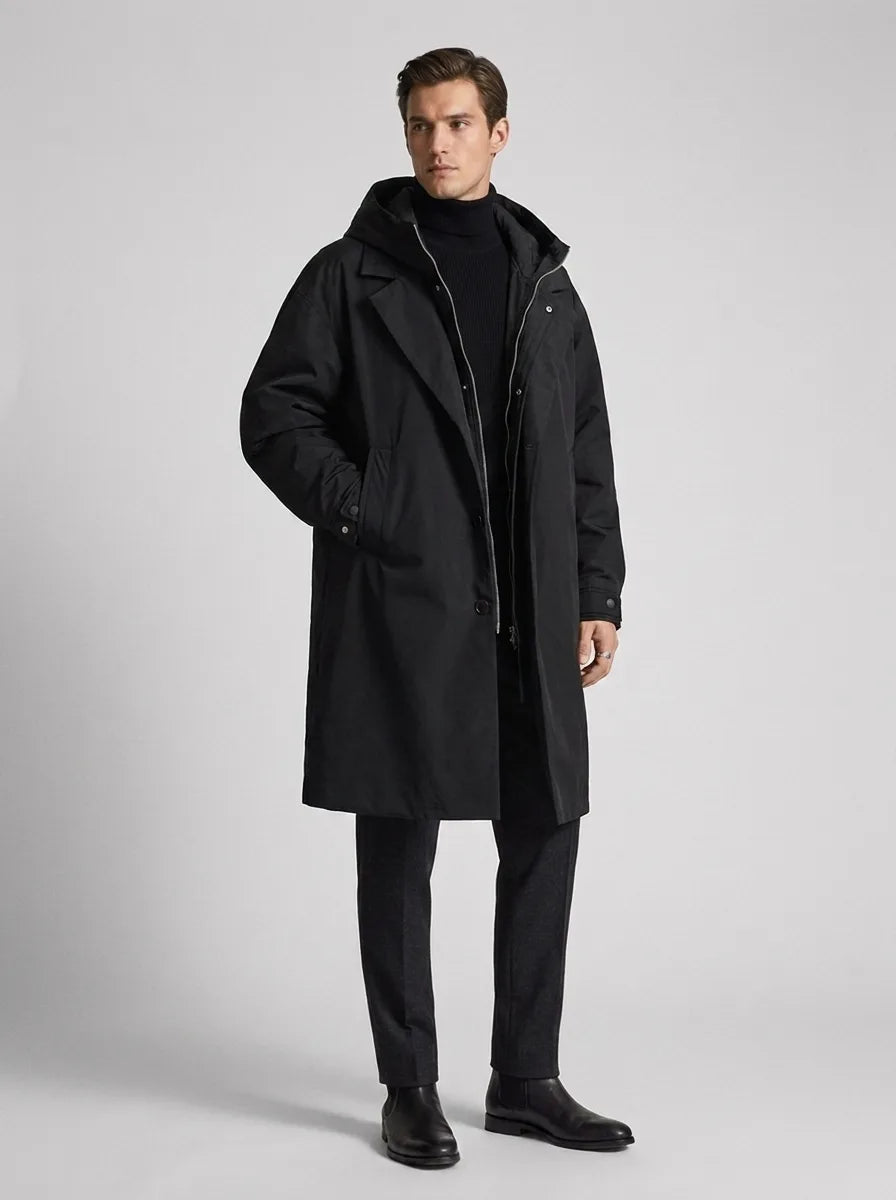 Manteau Urbain Ample à Capuche – Noir