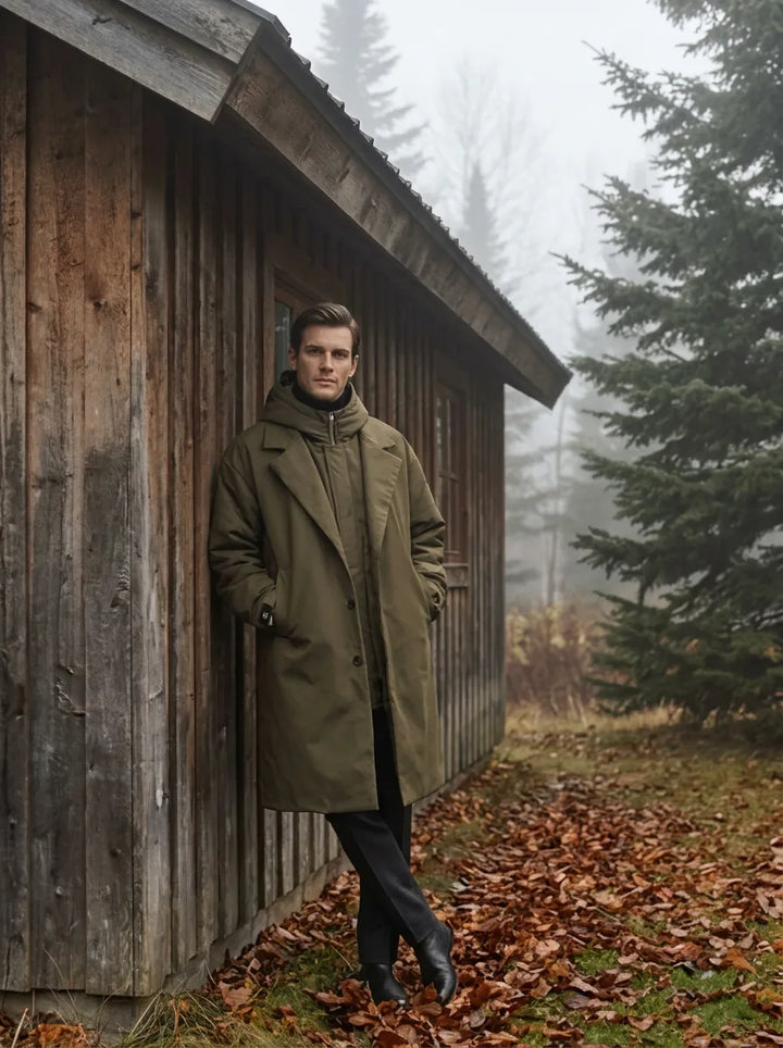 Manteau Urbain Ample à Capuche – Vert Militaire