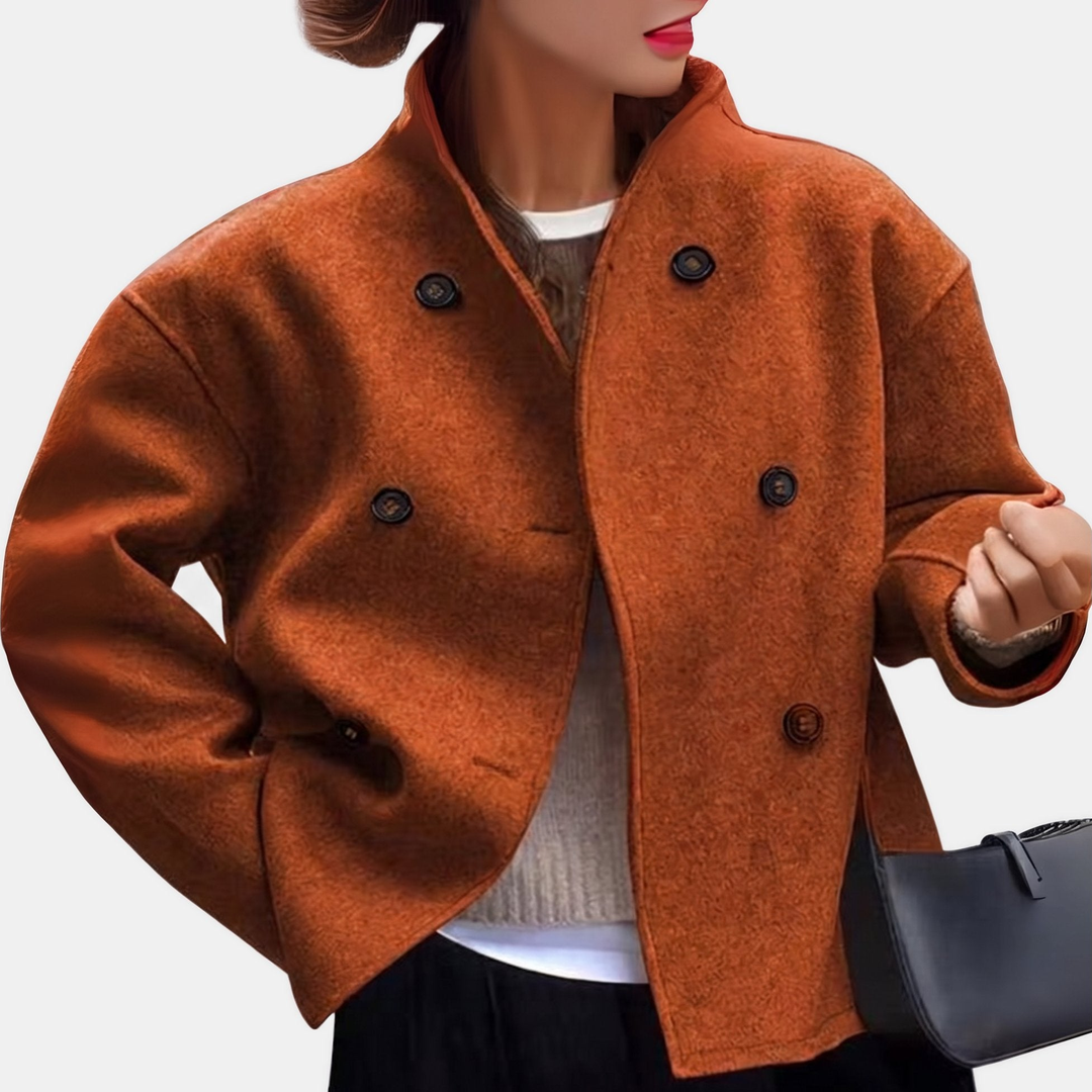 Manteau Court Élégant Oversize – Marron
