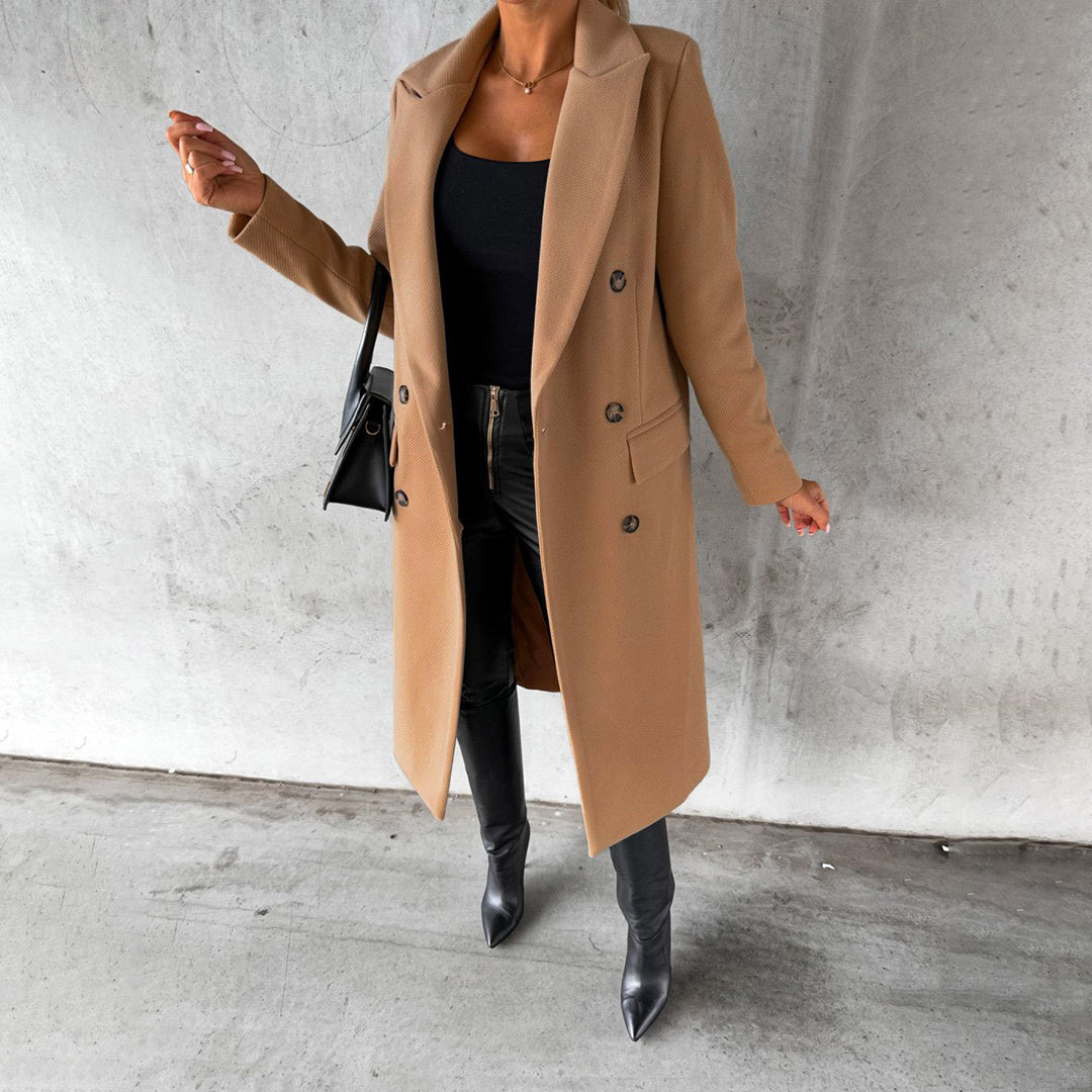 Manteau Long à Coupe Tailleur – Marron
