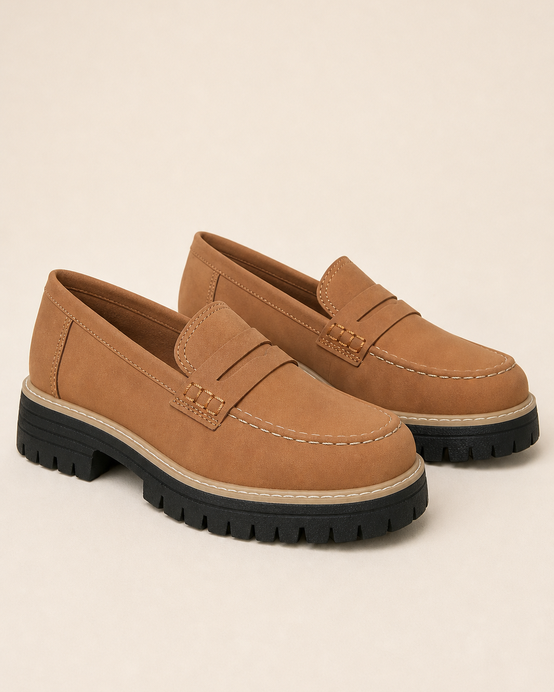 Mocassins à Plateforme Crantée – Marron Foncé
