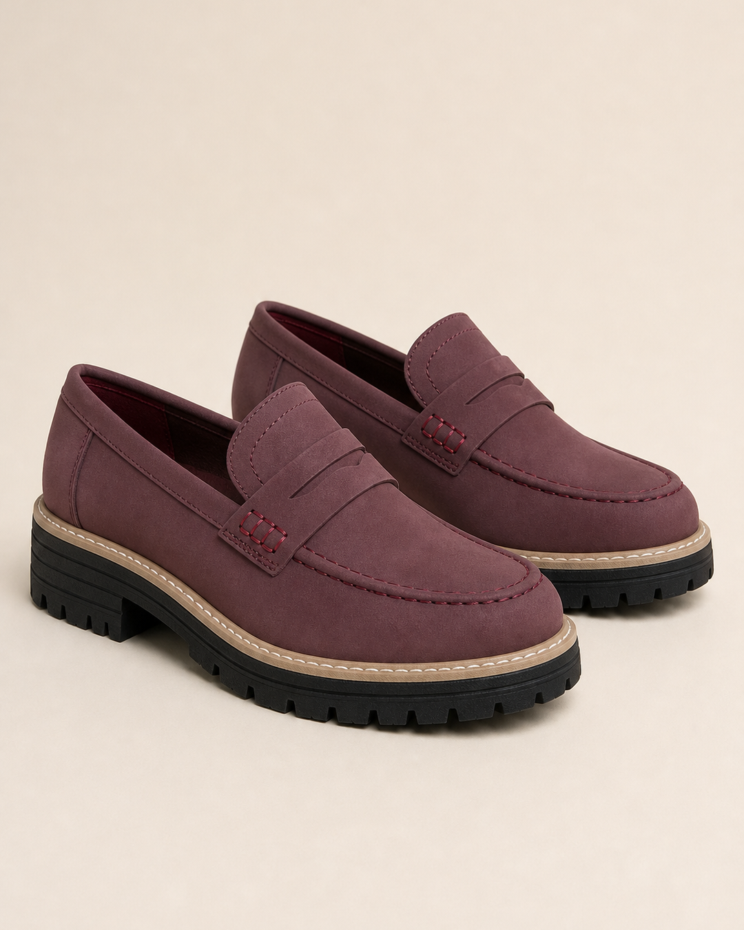 Mocassins à Plateforme Crantée – Violet