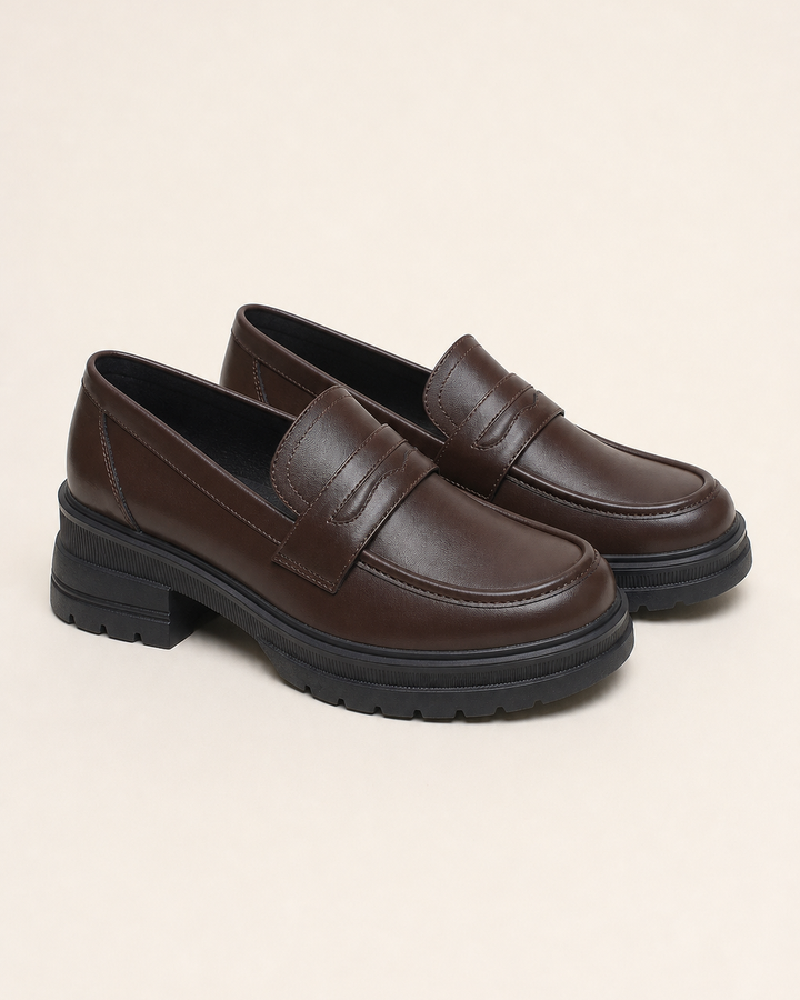 Mocassins Confortables à Semelle Épaisse – Marron