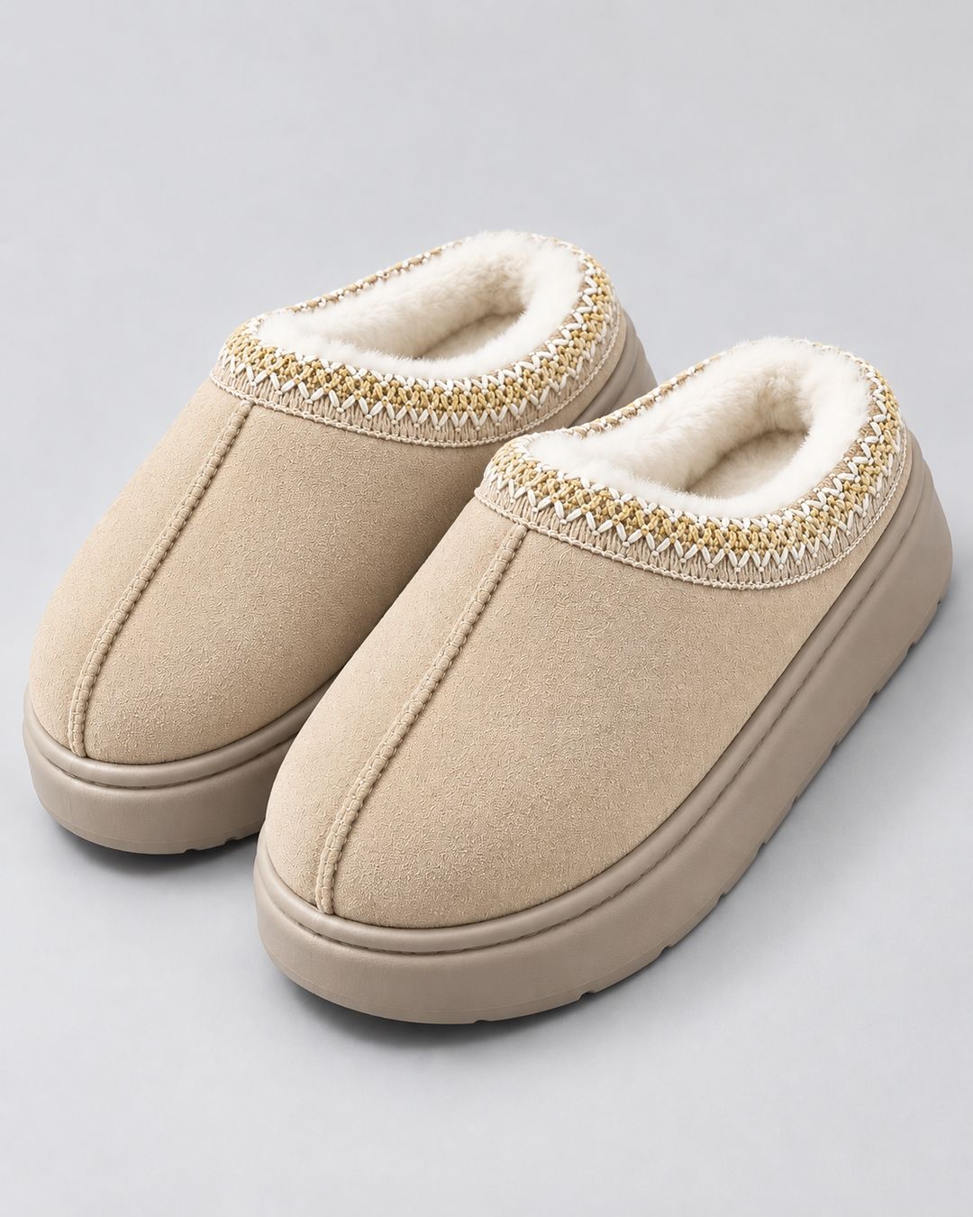 Mocassins d'Hiver à Plateforme – Beige