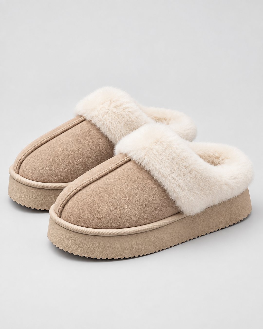 Mocassins Doublés à Plateforme – Beige