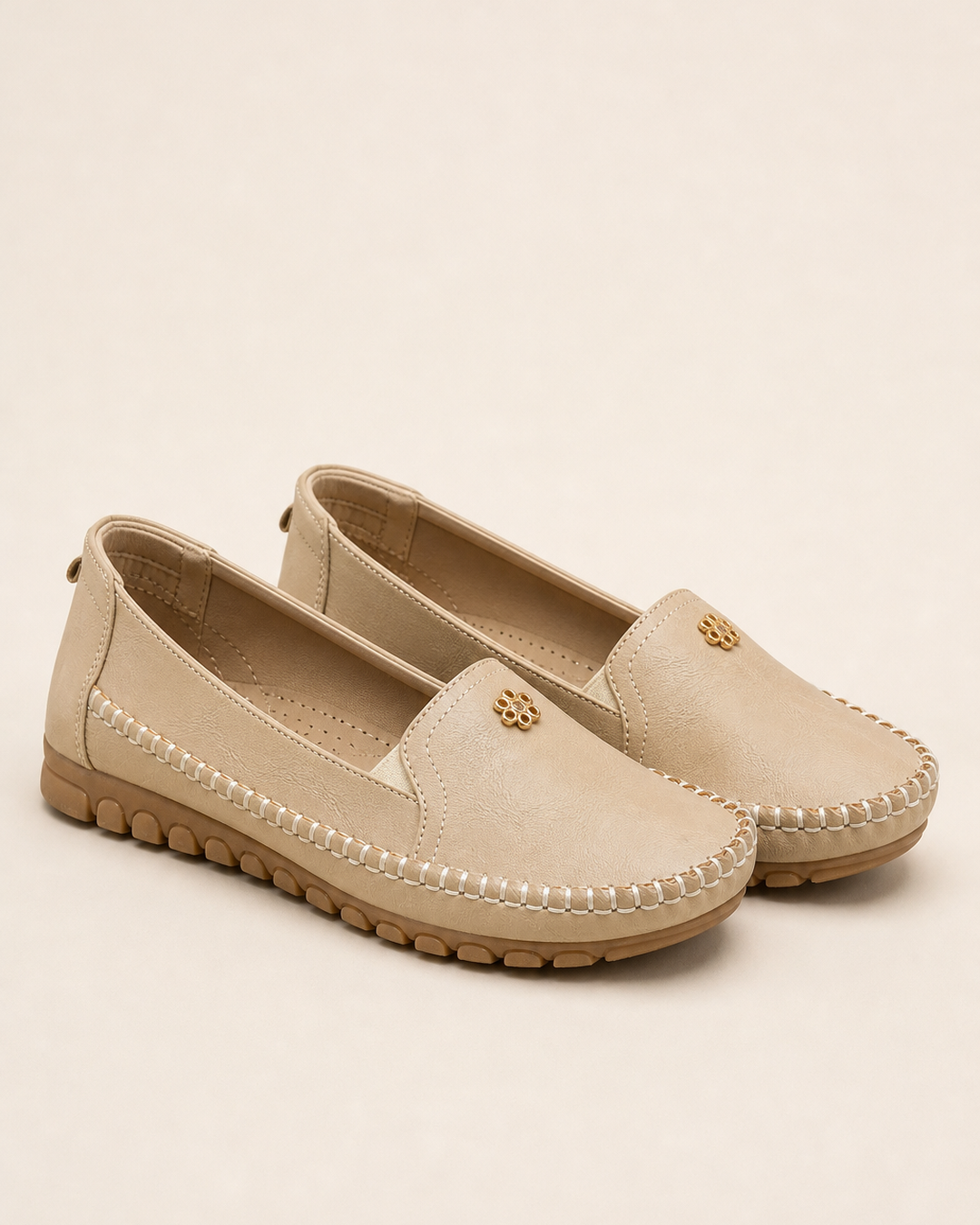 Mocassins Plats et Souples – Blanc Cassé