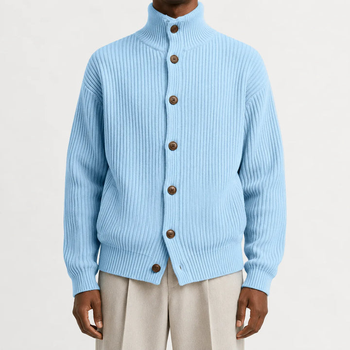 Cardigan Homme à Col Montant – Bleu Clair