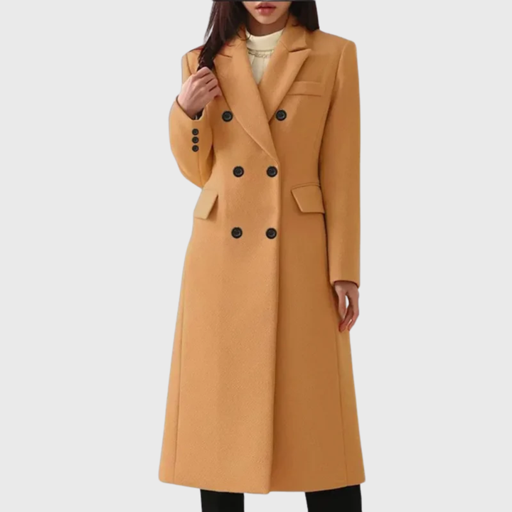 Manteau Long Croisé Cintré – Marron