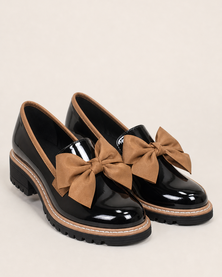Mocassins à Plateforme et Nœud – Kaki