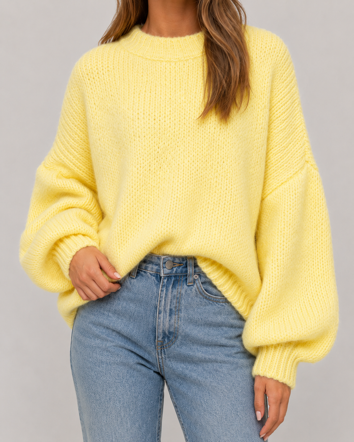 Pull Ample à Manches Ballon – Jaune