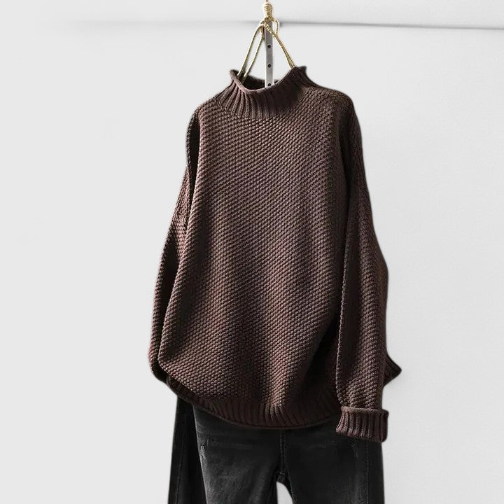 Pull oversize à col montant – Marron