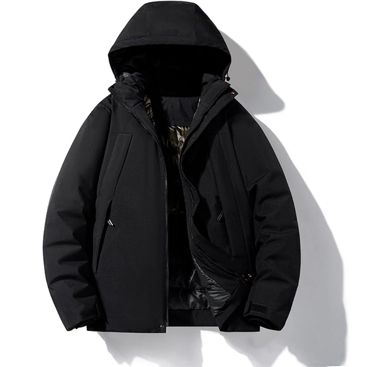 Veste d'Hiver Sportive à Capuche – Noir