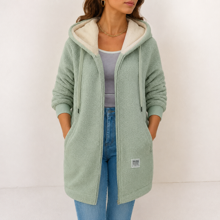 Veste douillette zippée à capuche – Vert