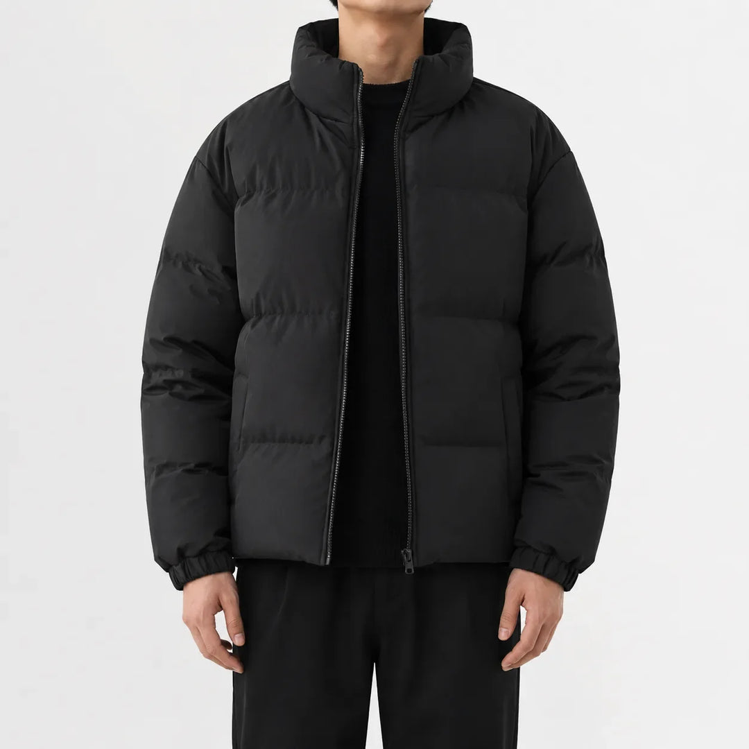 Veste Volumineuse à Col Montant – Noir
