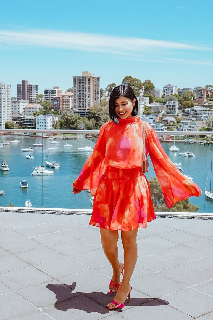 Amandine | Robe mini d'été à manches longues pour femme