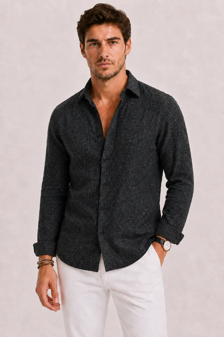 Chemise Homme à Col Ouvert – Noir