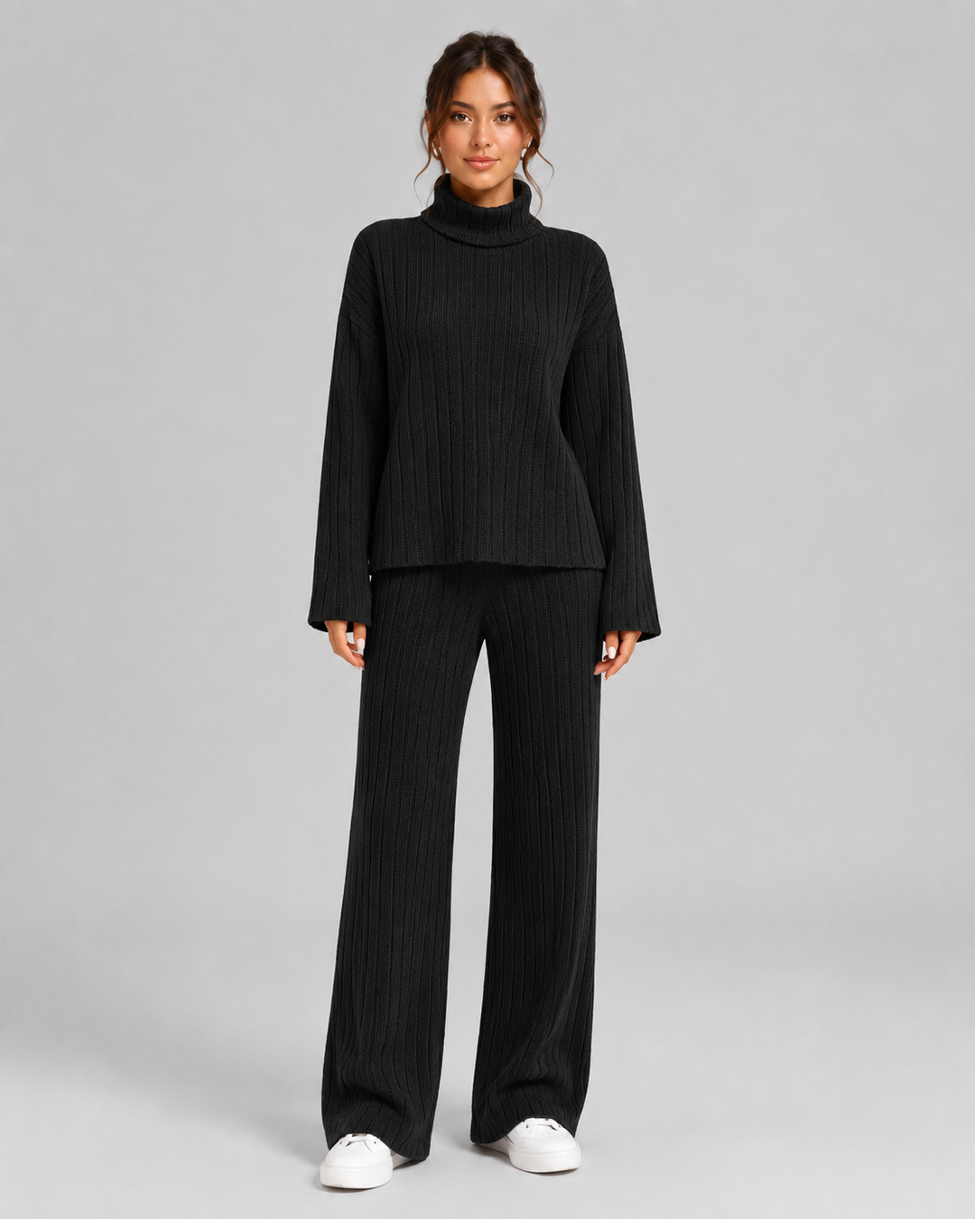 Ensemble Pantalon Large Élégant – Noir