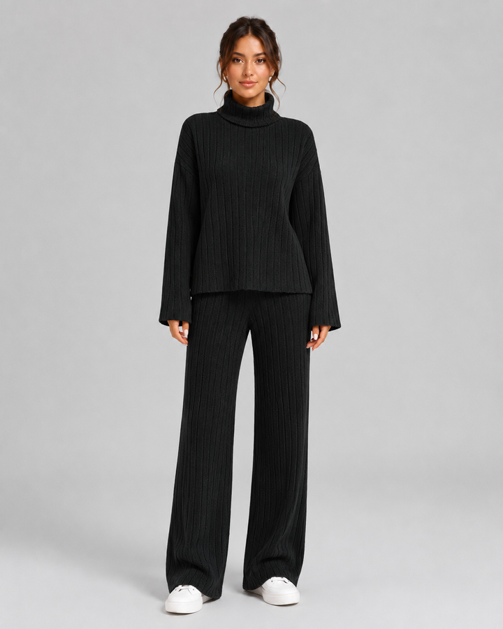 Ensemble Pantalon Large Élégant – Noir