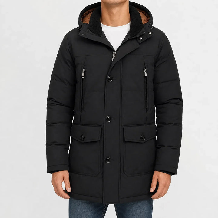 Manteau d'Hiver Homme à Capuche – Noir