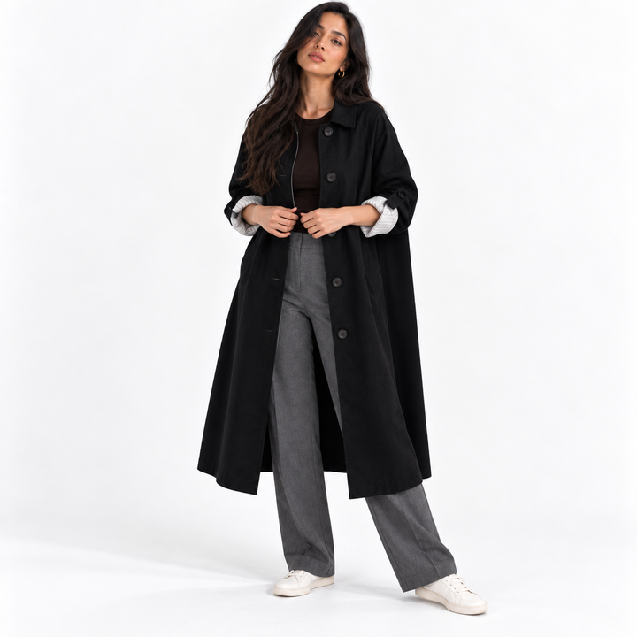 Manteau Long à Coupe Ample – Noir