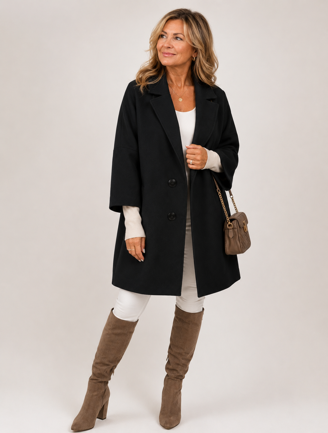 Manteau mi-long structuré – Noir