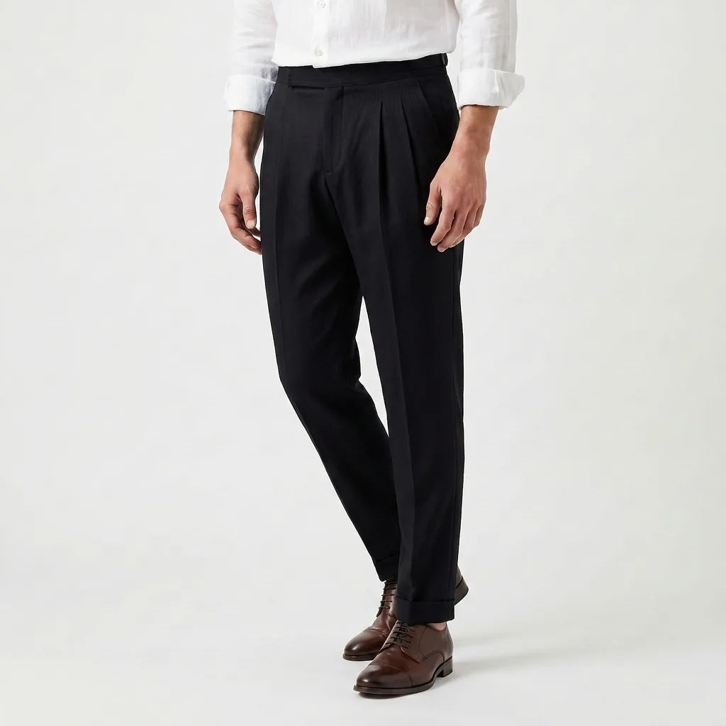 Pantalon Élégant à Pinces – Noir