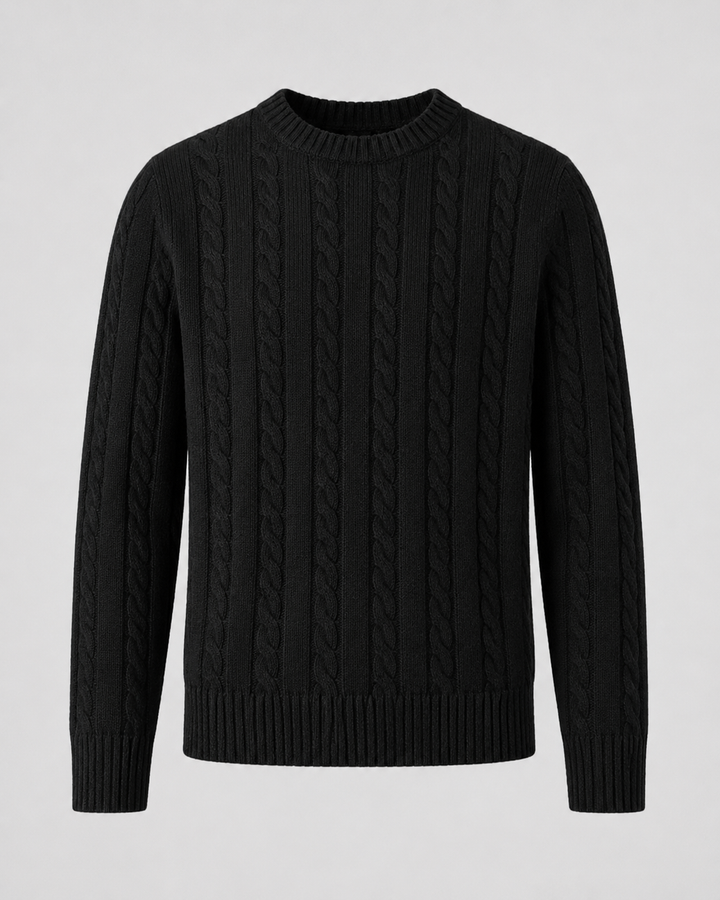 Pull Homme à Motif Torsadé – Noir