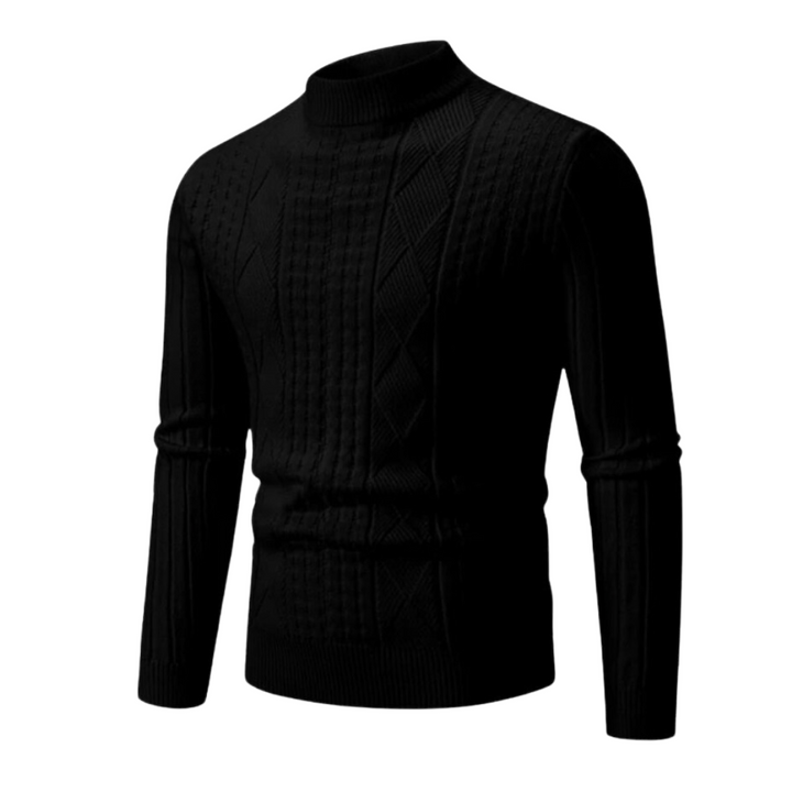 Pull Homme Texturé à Col Roulé – Noir