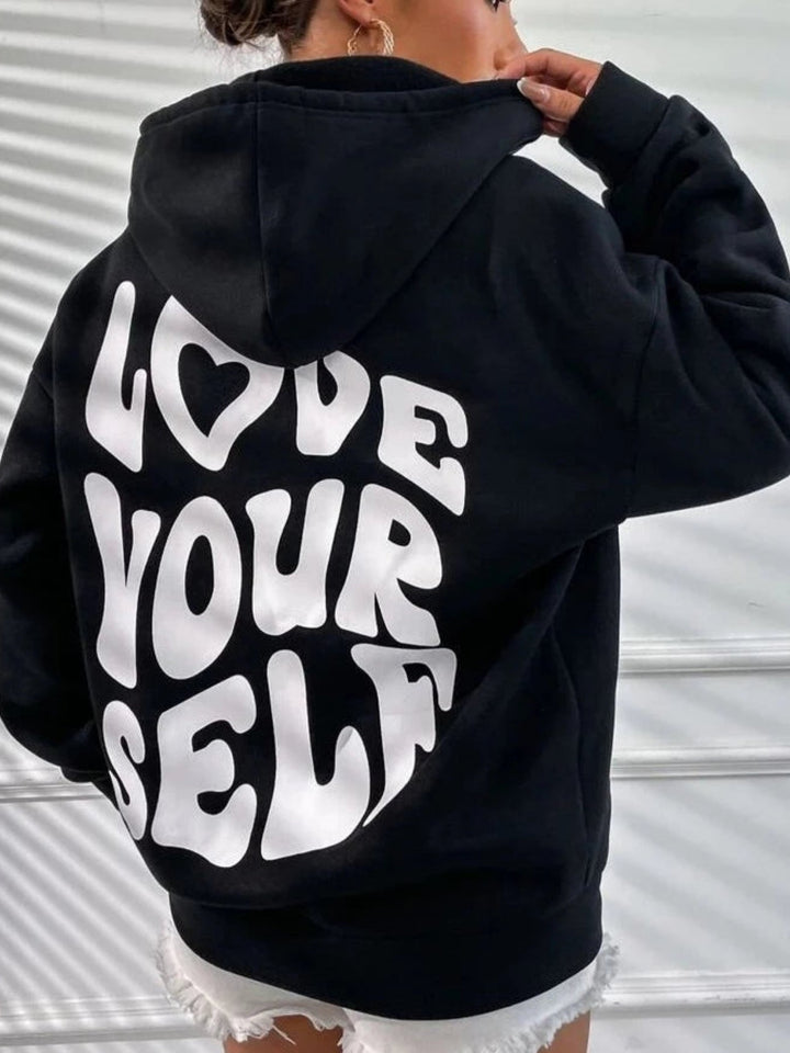 Sweat Ample à Message Dorsal – Noir