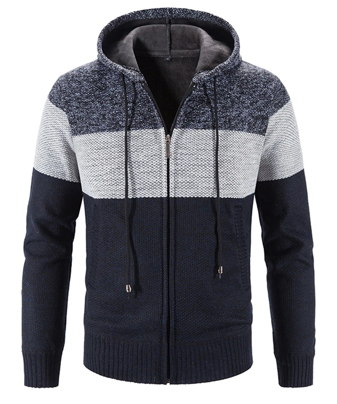 Sweat Zippé à Capuche Tricolore – Noir