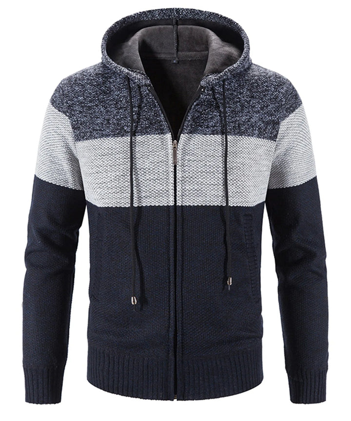 Sweat Zippé à Capuche Tricolore – Noir