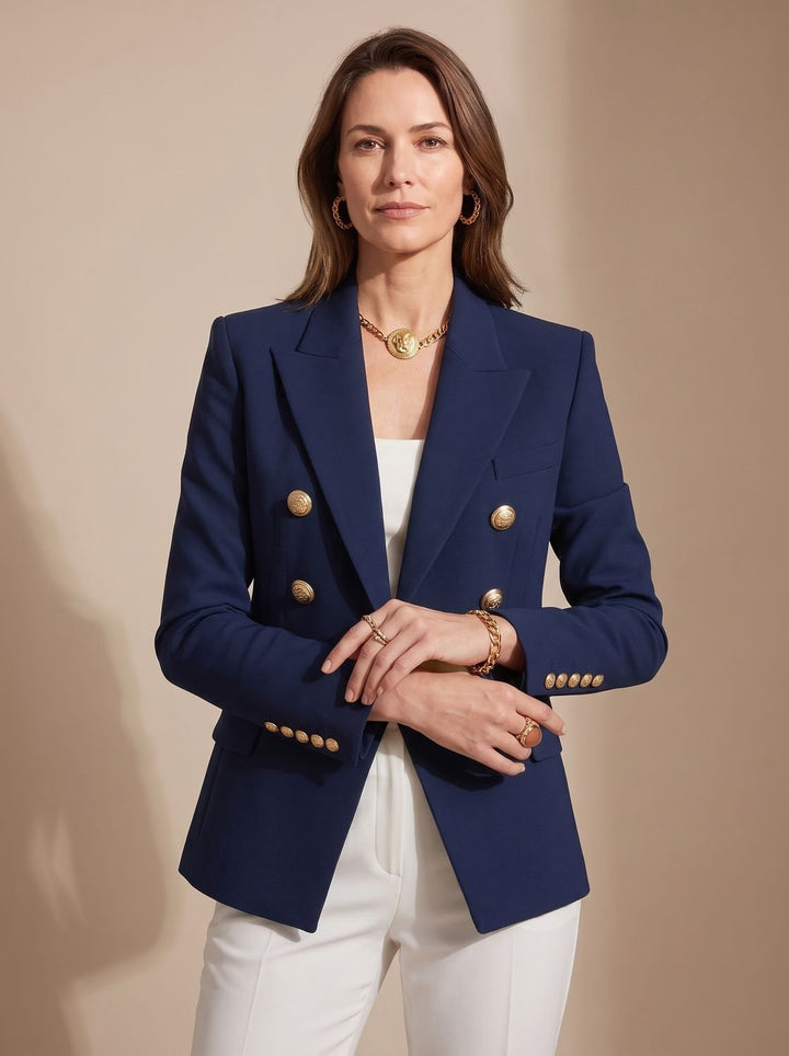 Veste Blazer Croisée Structurée – Noir