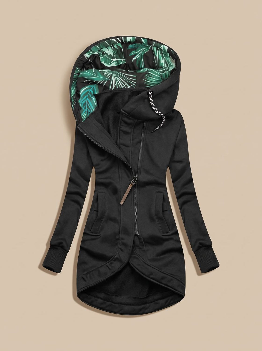Veste Cintrée à Capuche Zippée – Noir