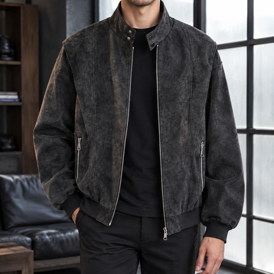 Veste Homme à Col Montant – Noir