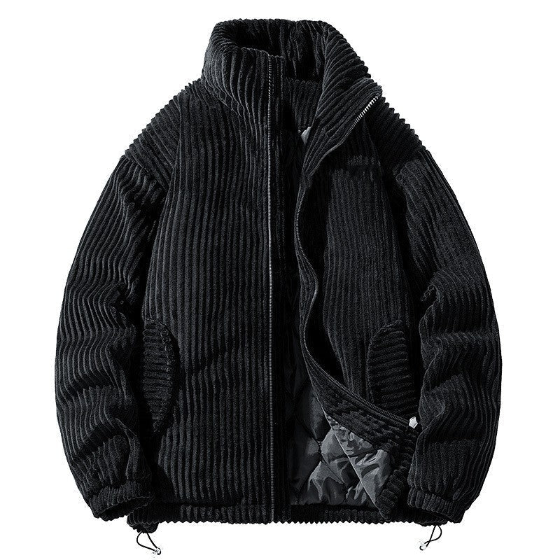 Veste Zippée à Col Droit – Noir