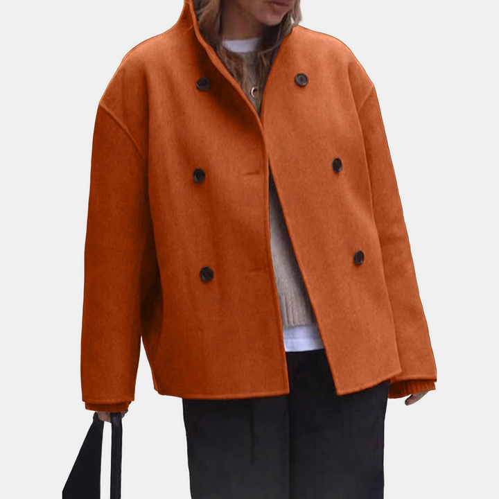 Manteau Court Élégant Oversize – Orange