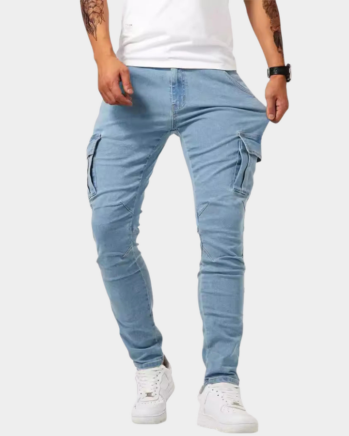 Pantalon Homme Urbain Multi-poches – Bleu Clair